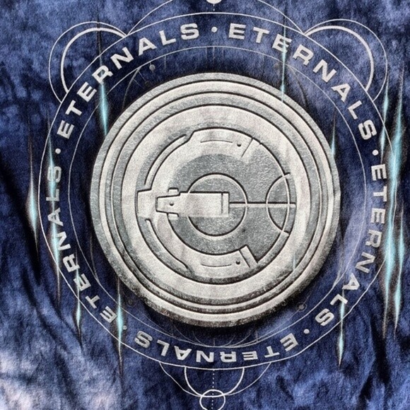 Marvel Eternals T-Shirt Mens Size Medium Blue Acid Wash Graphic Short Sleeve - Picture 3 of 11